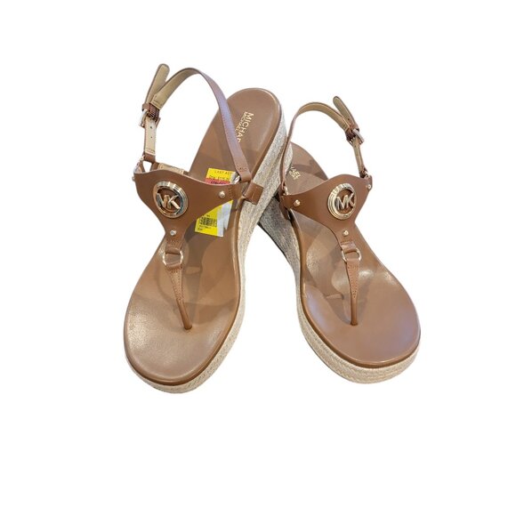 Michael Kors Casey Wedge Espadrille Platform Sandals, Luggage Brown - Picture 2 of 11